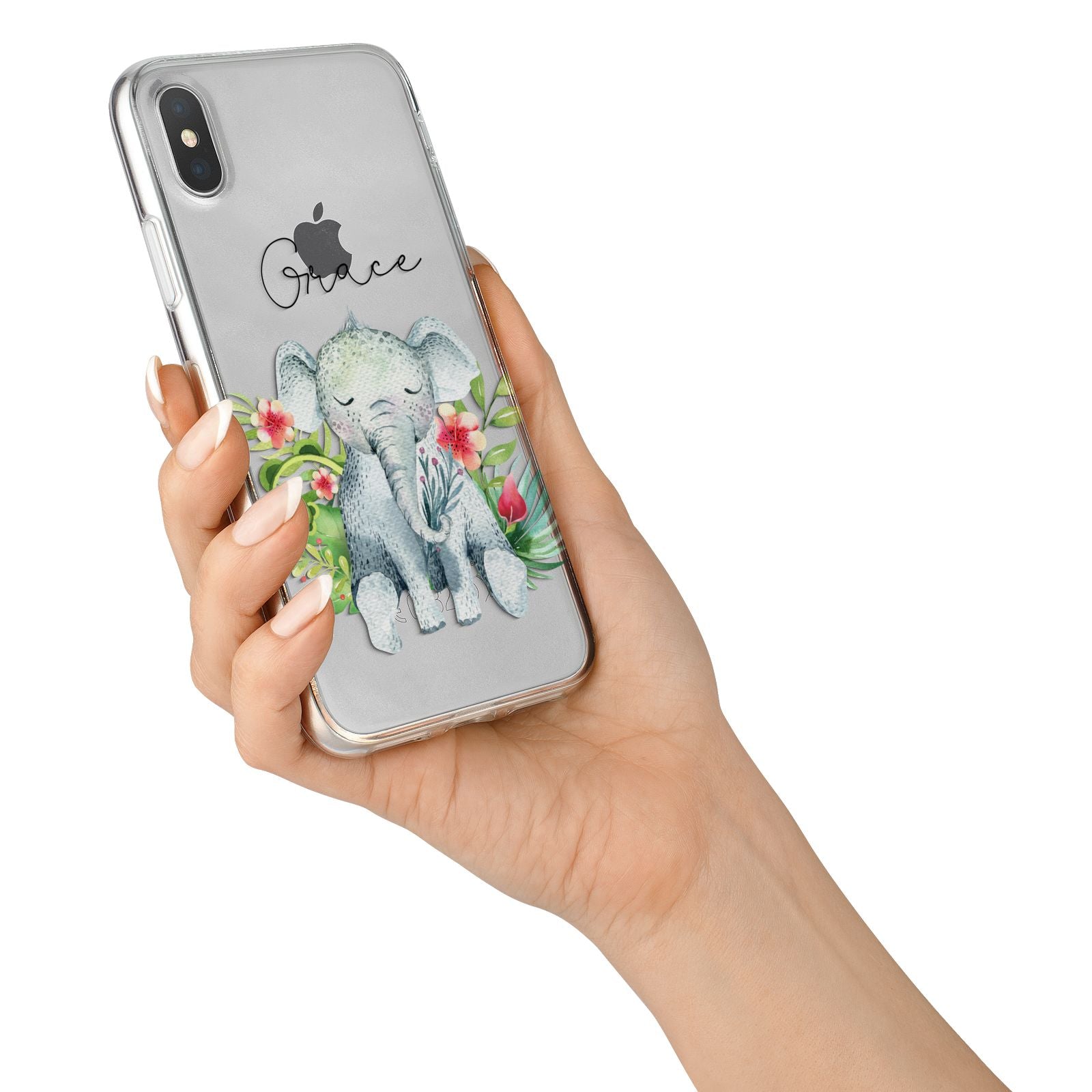 Personalised Baby Elephant iPhone X Bumper Case on Silver iPhone Alternative Image 2