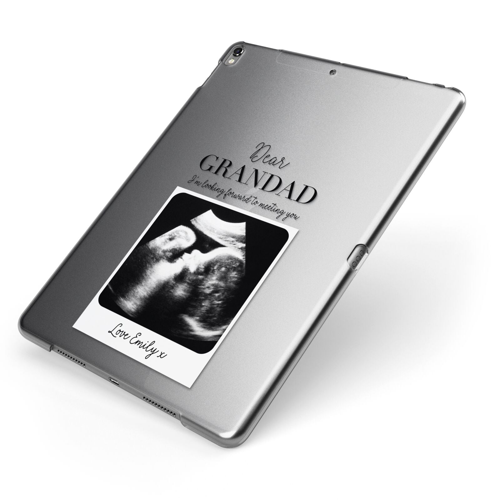 Personalised Baby Scan Photo Upload Apple iPad Case on Grey iPad Side View