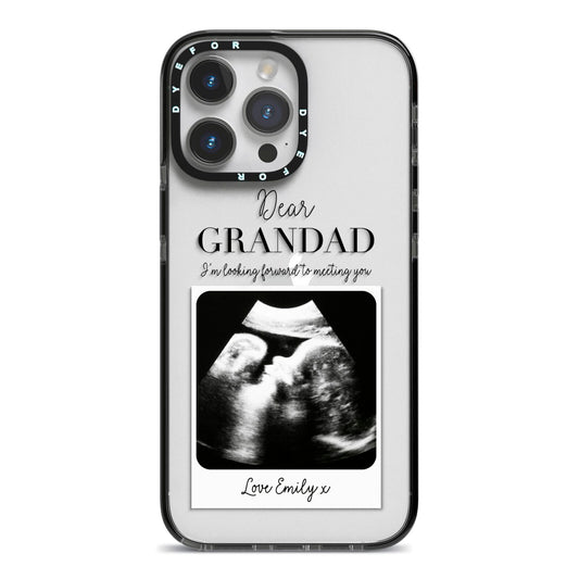 Personalised Baby Scan Photo Upload iPhone 14 Pro Max Black Impact Case on Silver phone