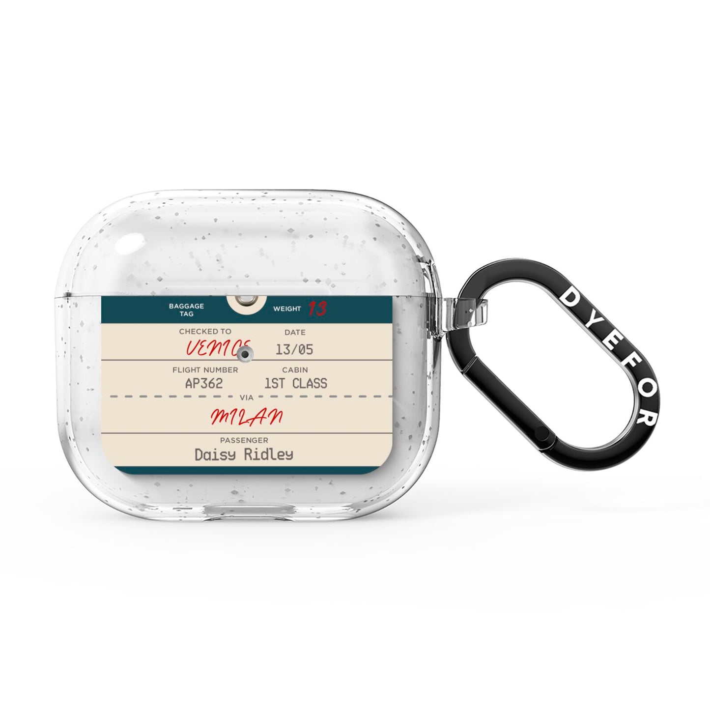 Personalised Baggage Tag AirPods Glitter Case 3rd Gen