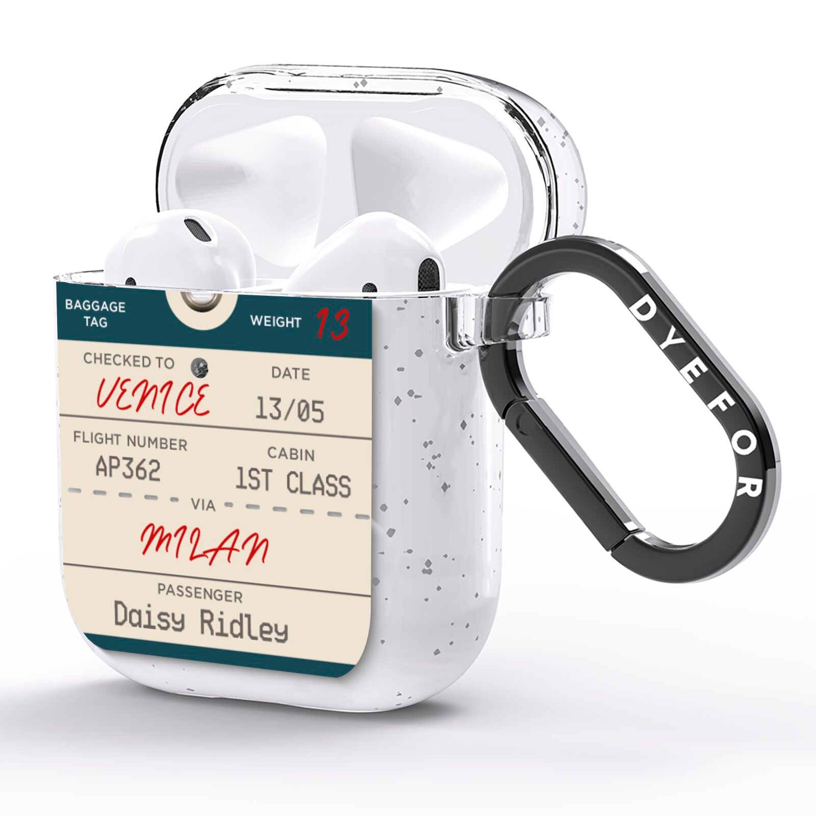 Personalised Baggage Tag AirPods Glitter Case Side Image