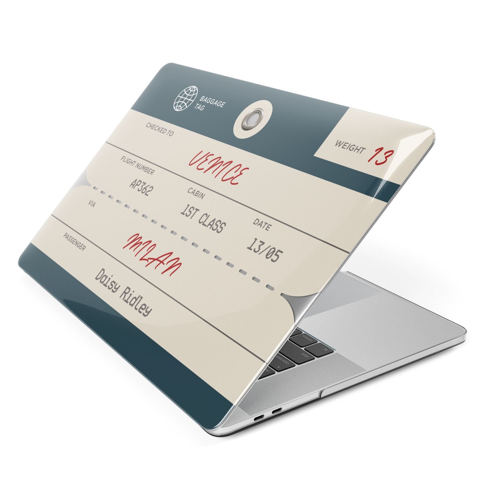 Personalised Baggage Tag Apple MacBook Case Side View