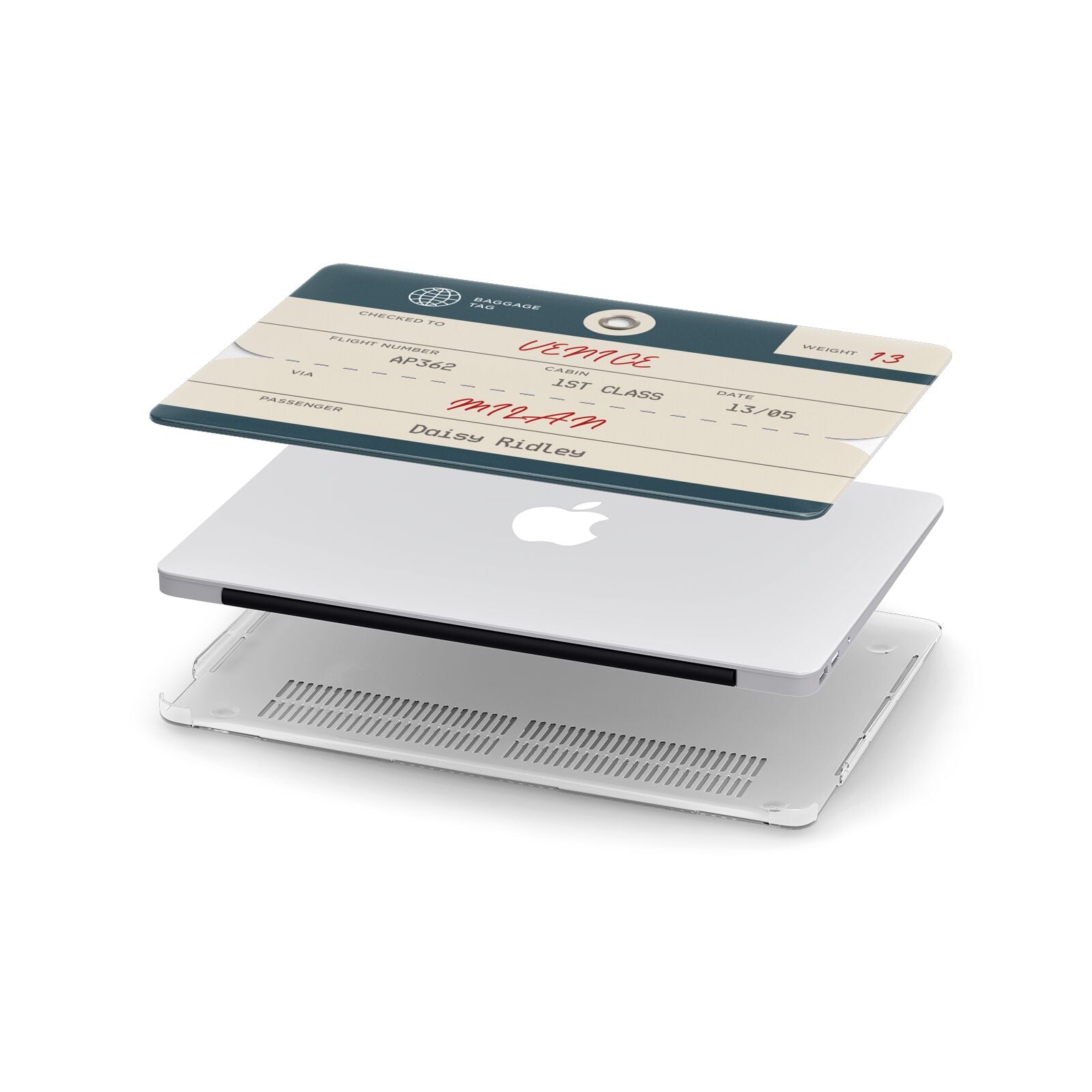 Personalised Baggage Tag Apple MacBook Case in Detail