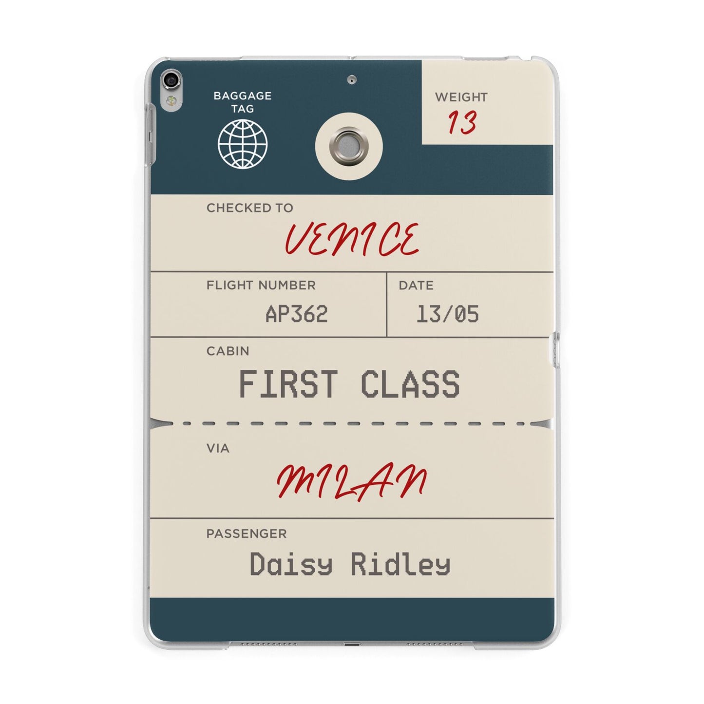 Personalised Baggage Tag Apple iPad Silver Case