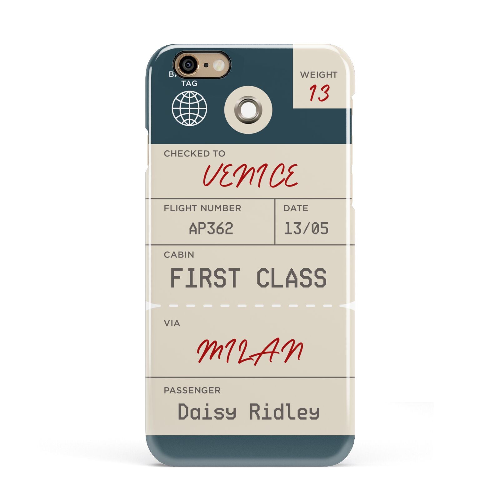 Personalised Baggage Tag Apple iPhone 6 3D Snap Case