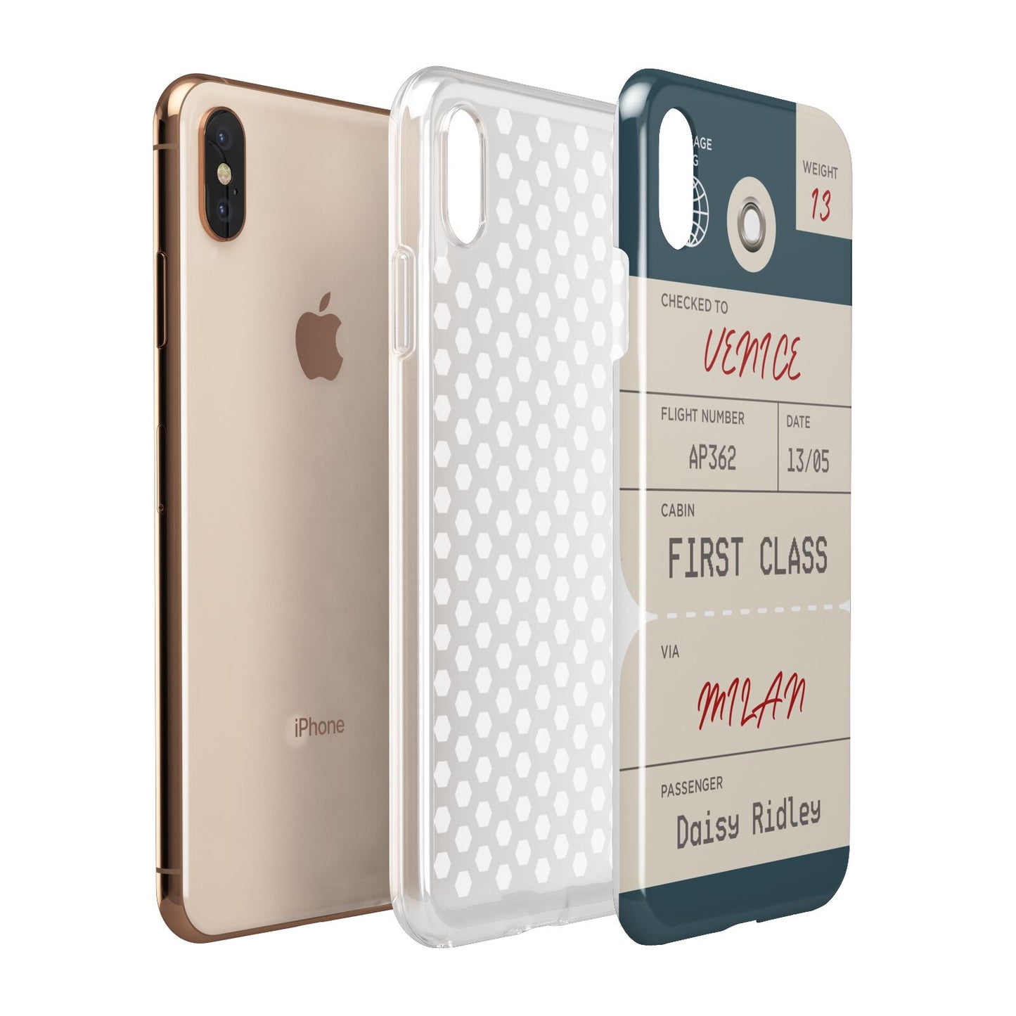 Personalised Baggage Tag Apple iPhone Xs Max 3D Tough Case Expanded View