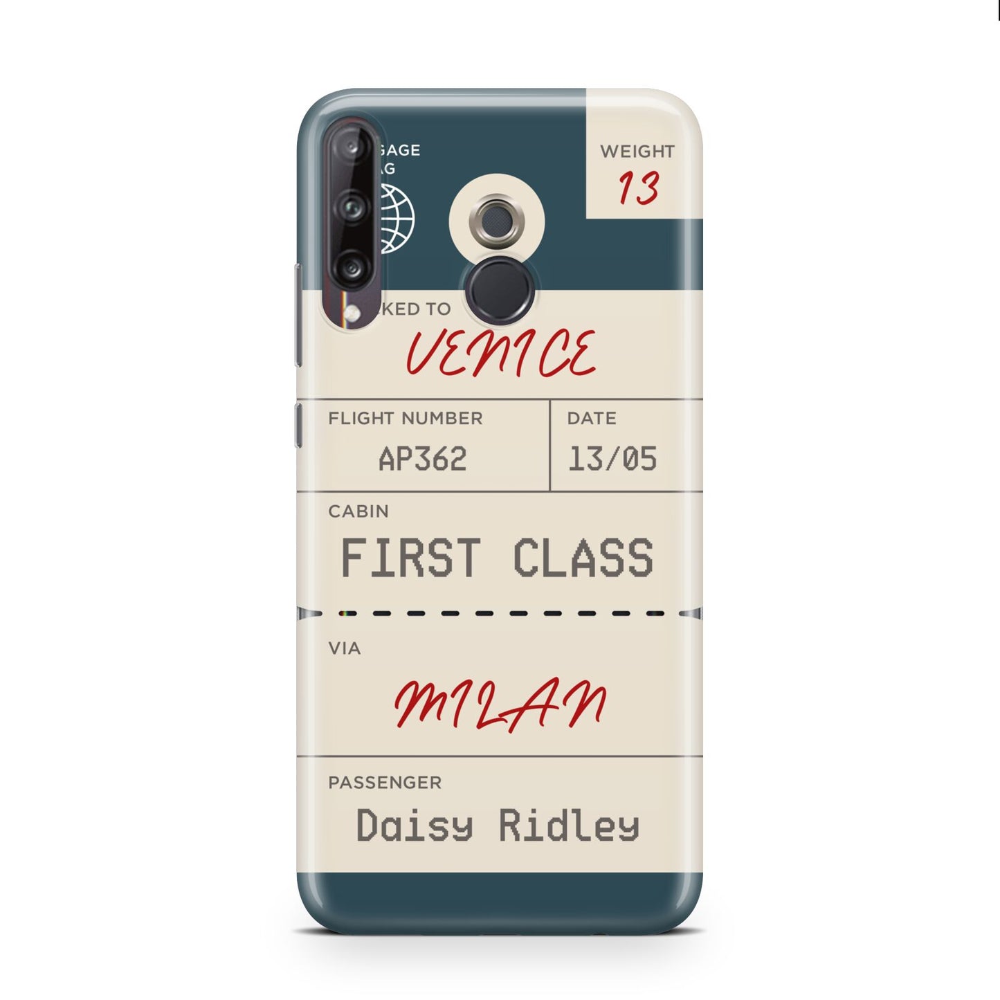 Personalised Baggage Tag Huawei P40 Lite E Phone Case