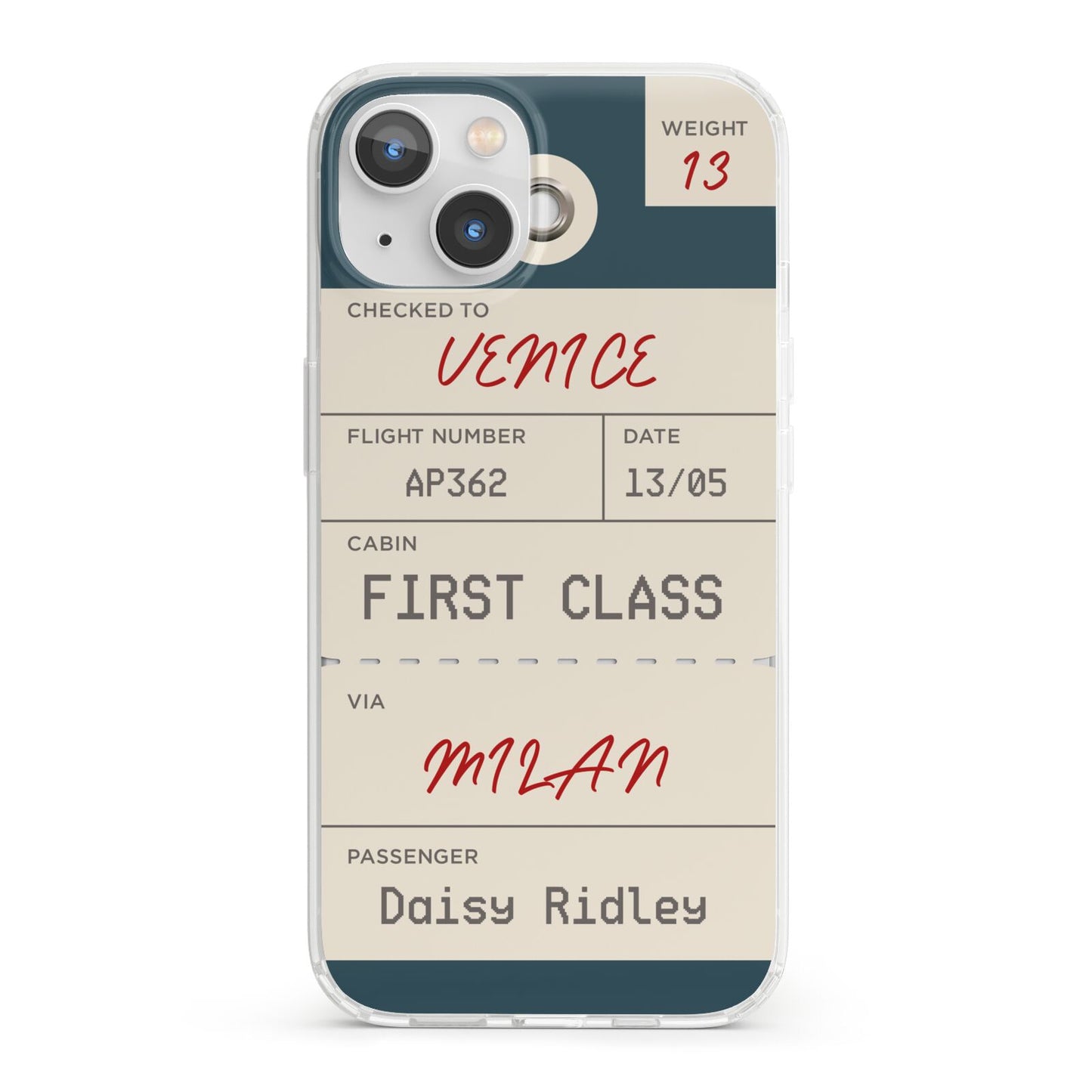 Personalised Baggage Tag iPhone 13 Clear Bumper Case