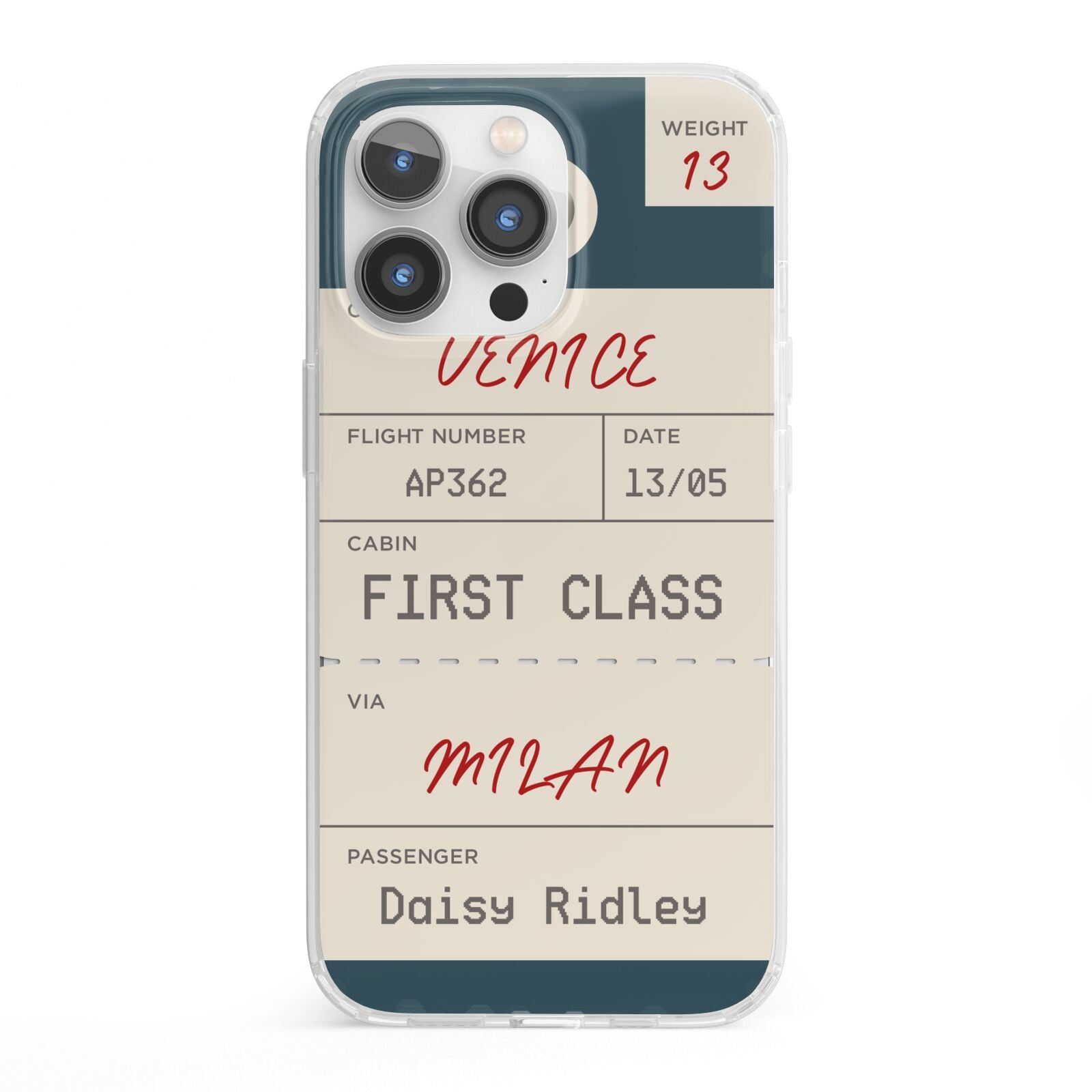 Personalised Baggage Tag iPhone 13 Pro Clear Bumper Case