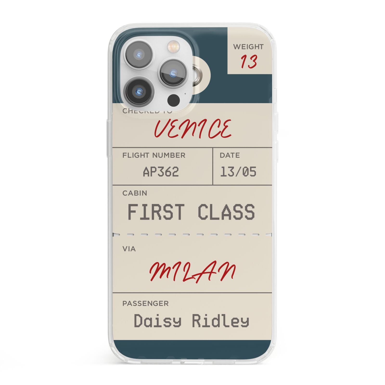 Personalised Baggage Tag iPhone 13 Pro Max Clear Bumper Case