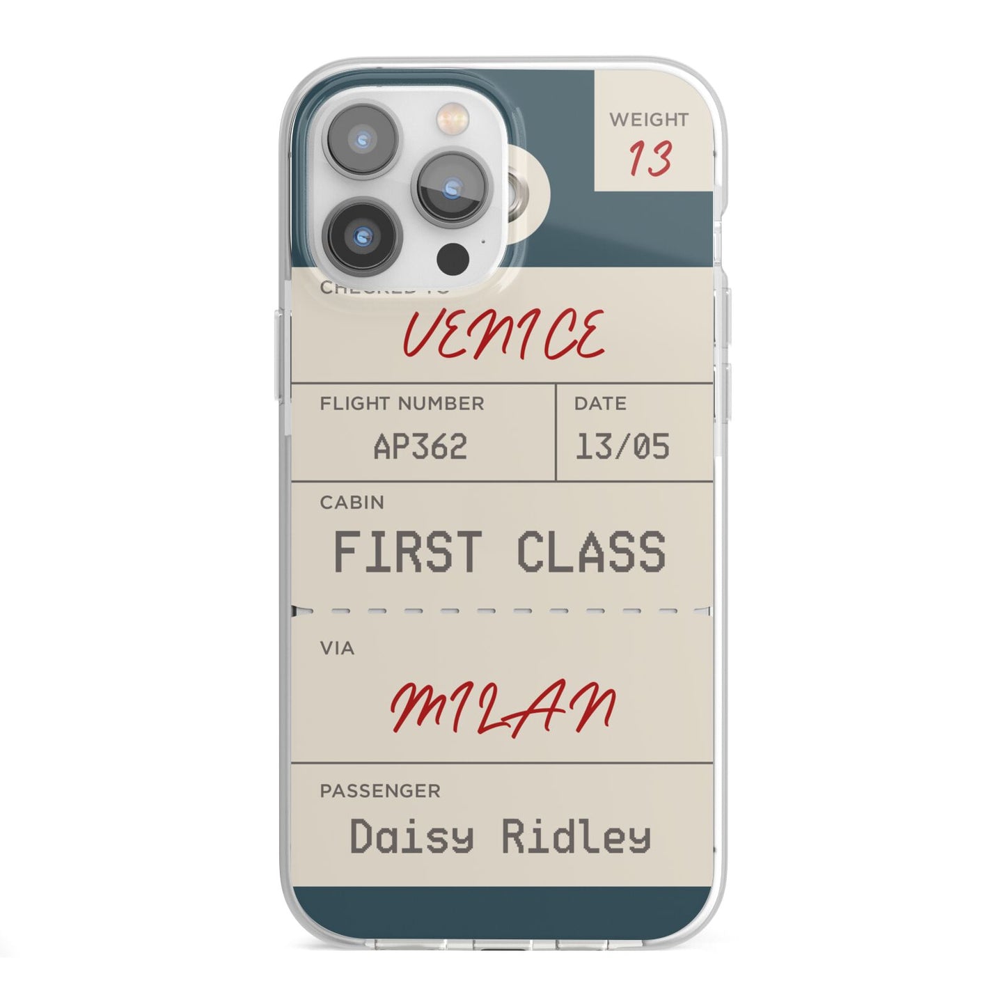 Personalised Baggage Tag iPhone 13 Pro Max TPU Impact Case with White Edges