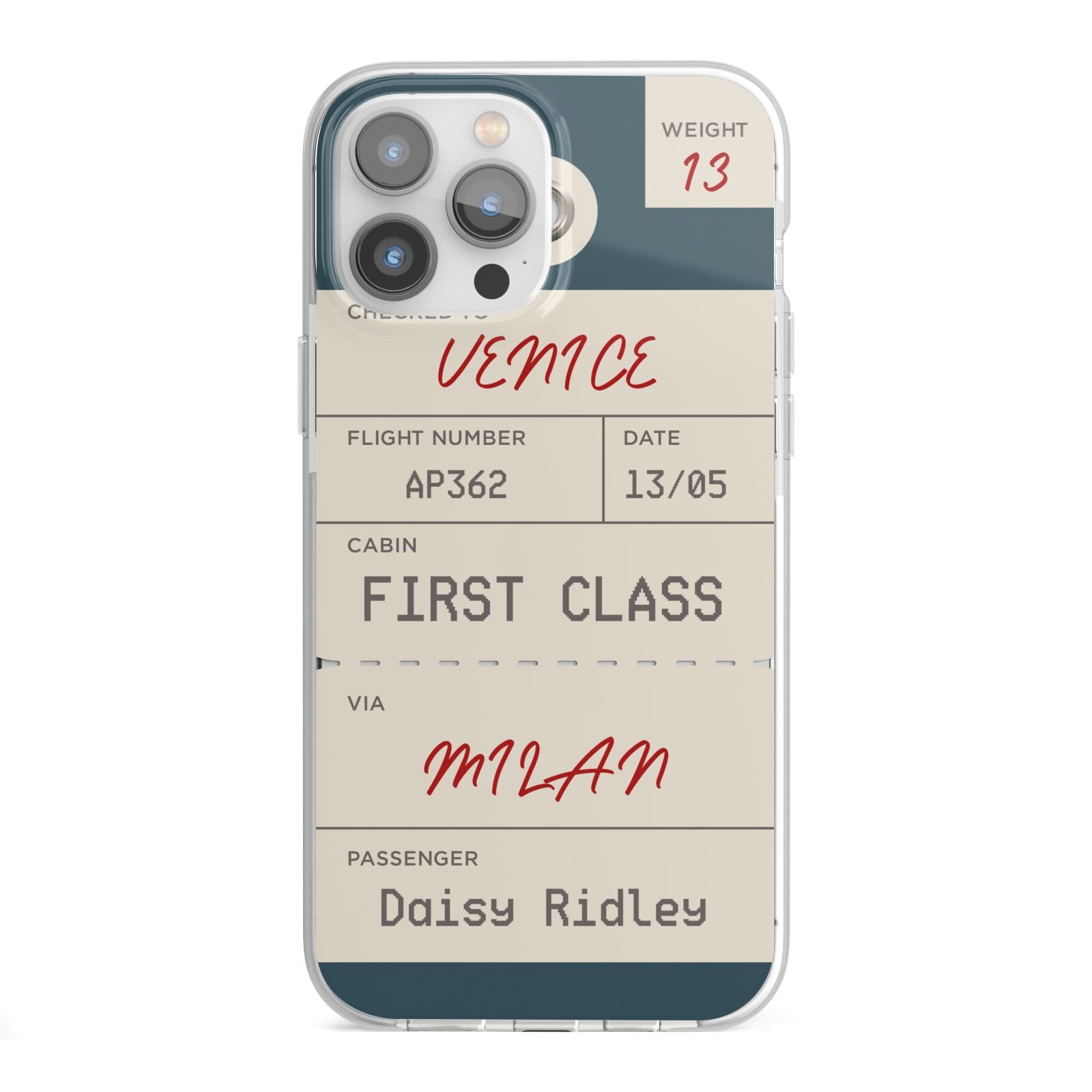 Personalised Baggage Tag iPhone 13 Pro Max TPU Impact Case with White Edges