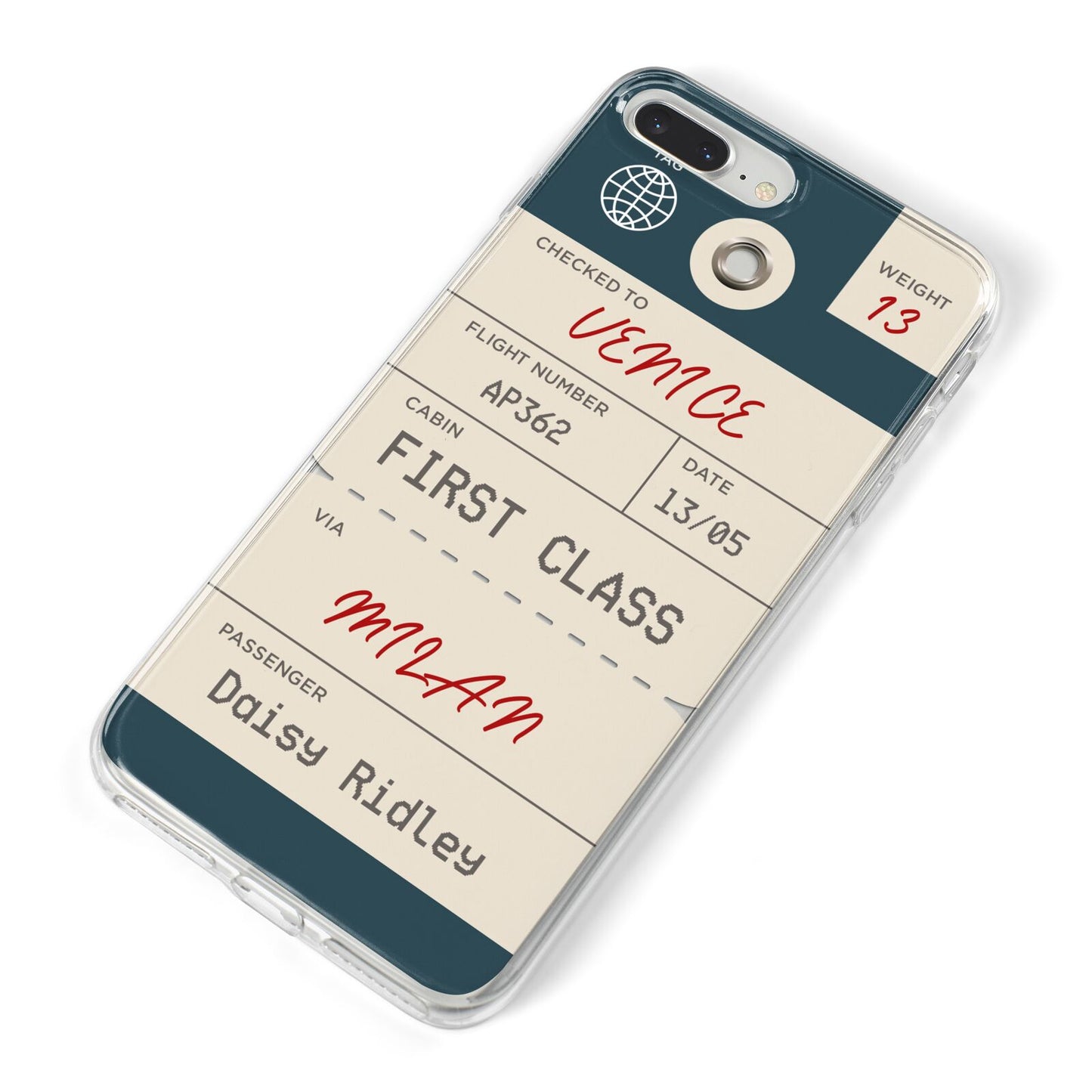 Personalised Baggage Tag iPhone 8 Plus Bumper Case on Silver iPhone Alternative Image