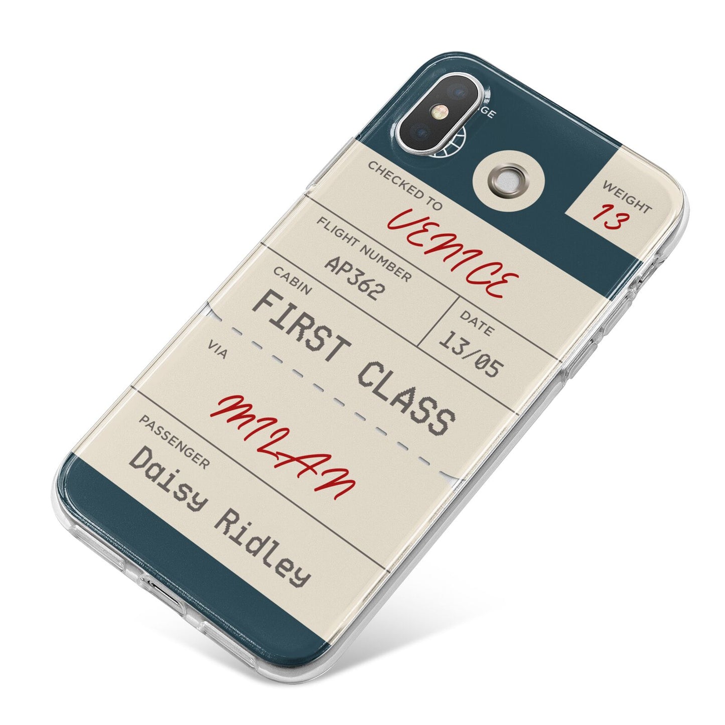 Personalised Baggage Tag iPhone X Bumper Case on Silver iPhone
