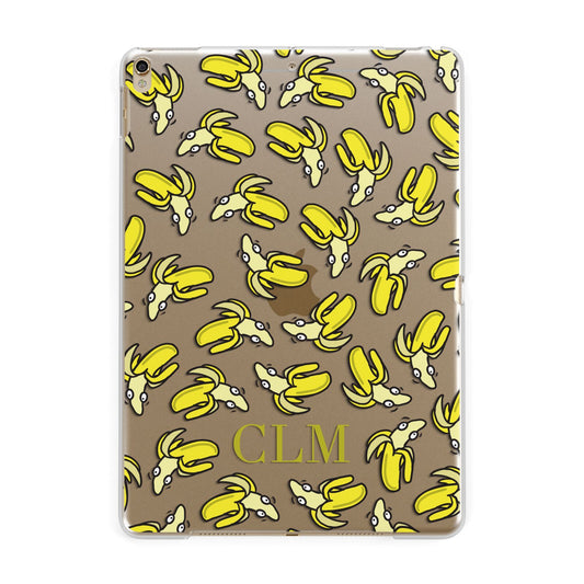 Personalised Banana Initials Clear Apple iPad Gold Case