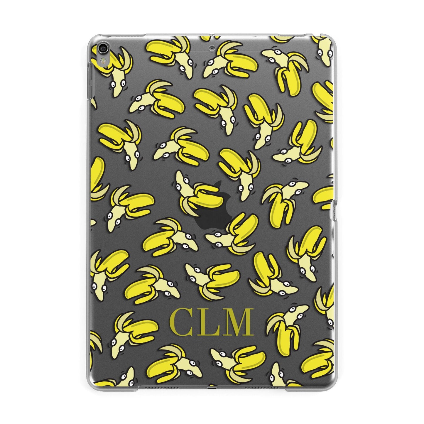 Personalised Banana Initials Clear Apple iPad Grey Case