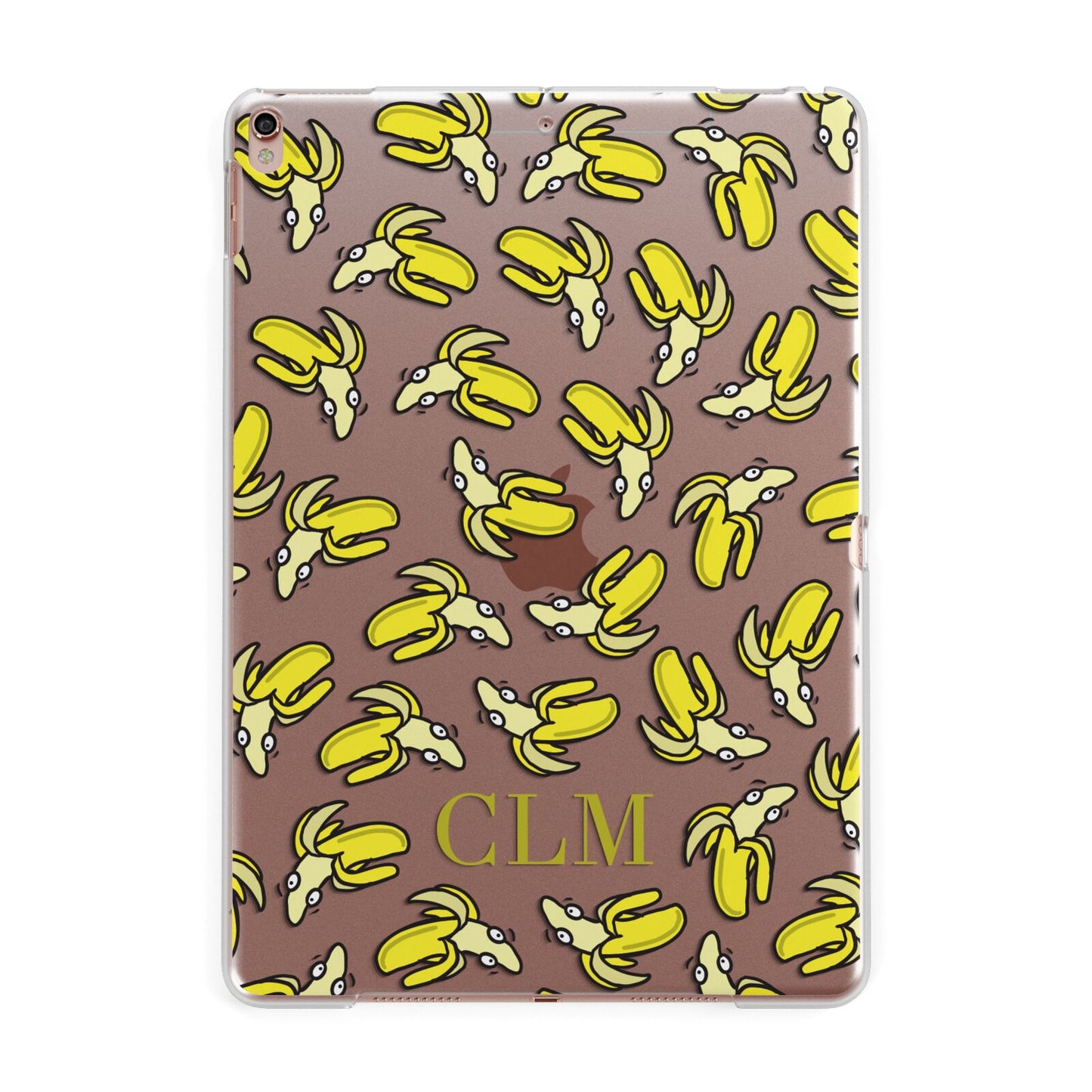 Personalised Banana Initials Clear Apple iPad Rose Gold Case
