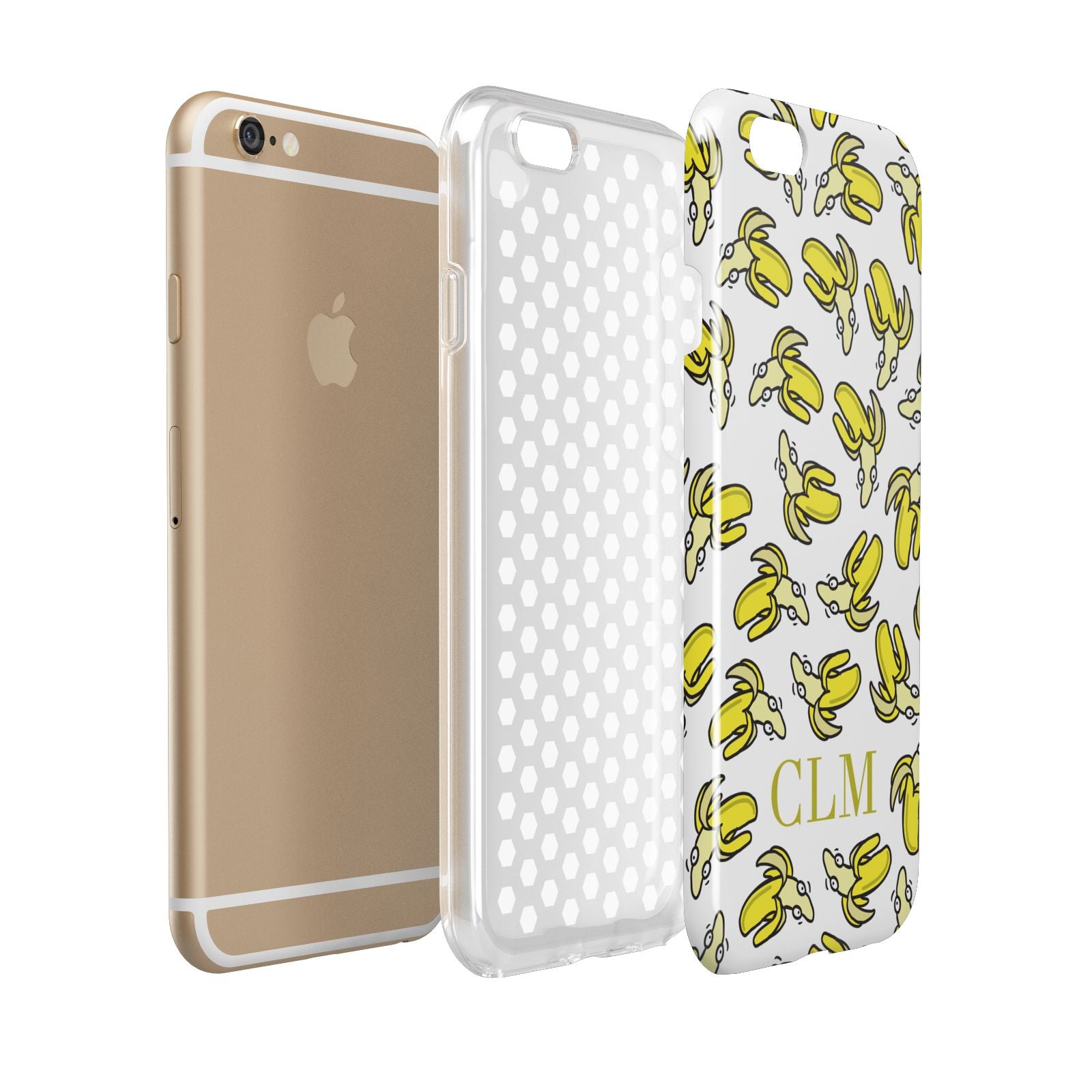 Personalised Banana Initials Clear Apple iPhone 6 3D Tough Case Expanded view
