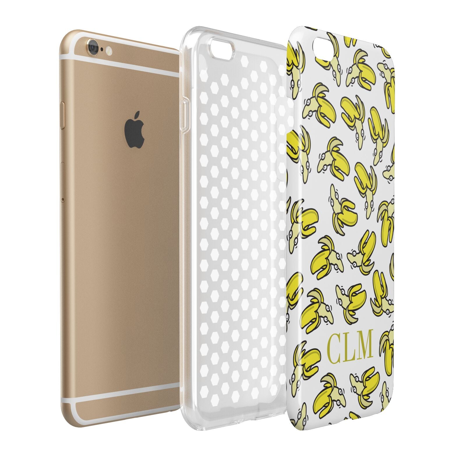 Personalised Banana Initials Clear Apple iPhone 6 Plus 3D Tough Case Expand Detail Image