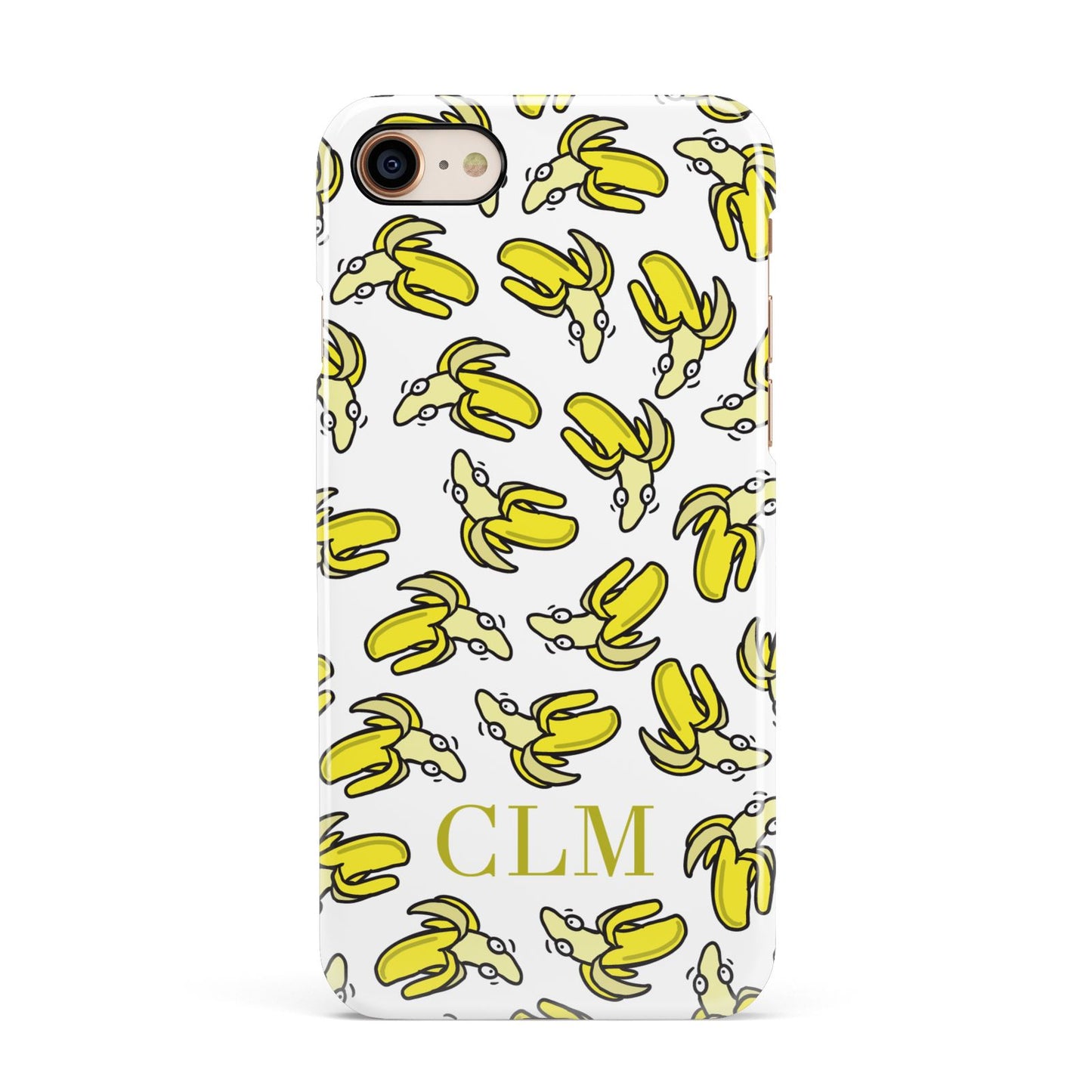 Personalised Banana Initials Clear Apple iPhone 7 8 3D Snap Case