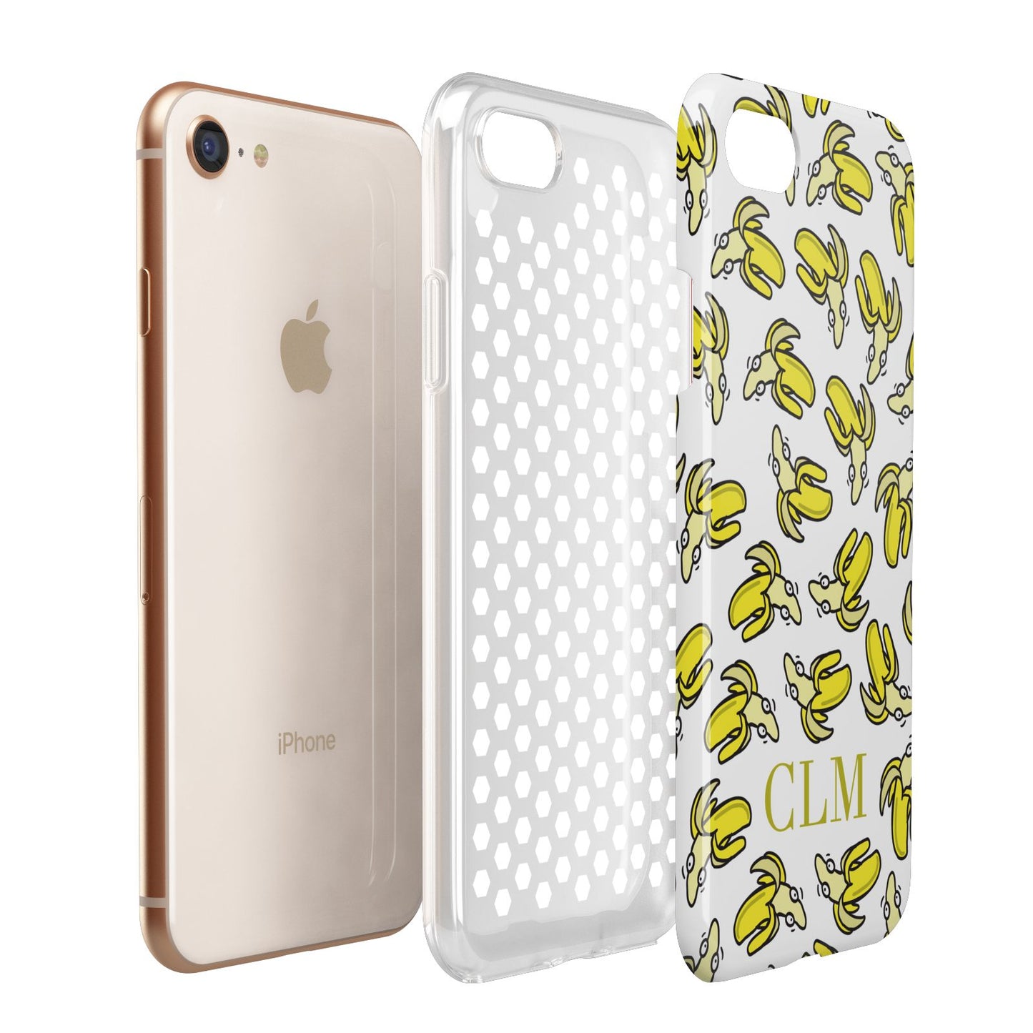 Personalised Banana Initials Clear Apple iPhone 7 8 3D Tough Case Expanded View