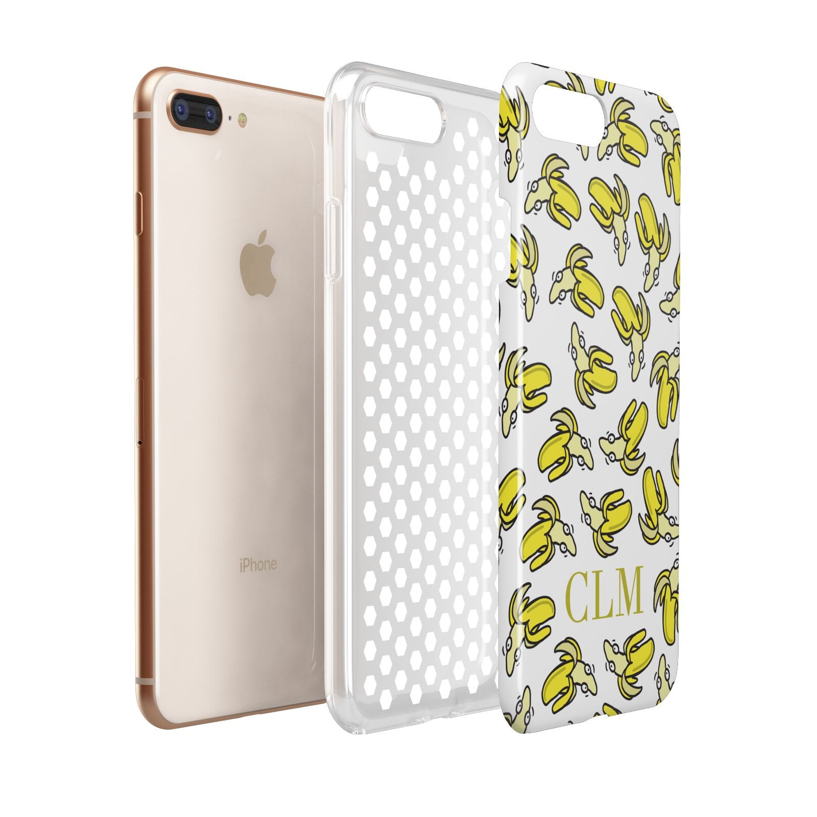 Personalised Banana Initials Clear Apple iPhone 7 8 Plus 3D Tough Case Expanded View
