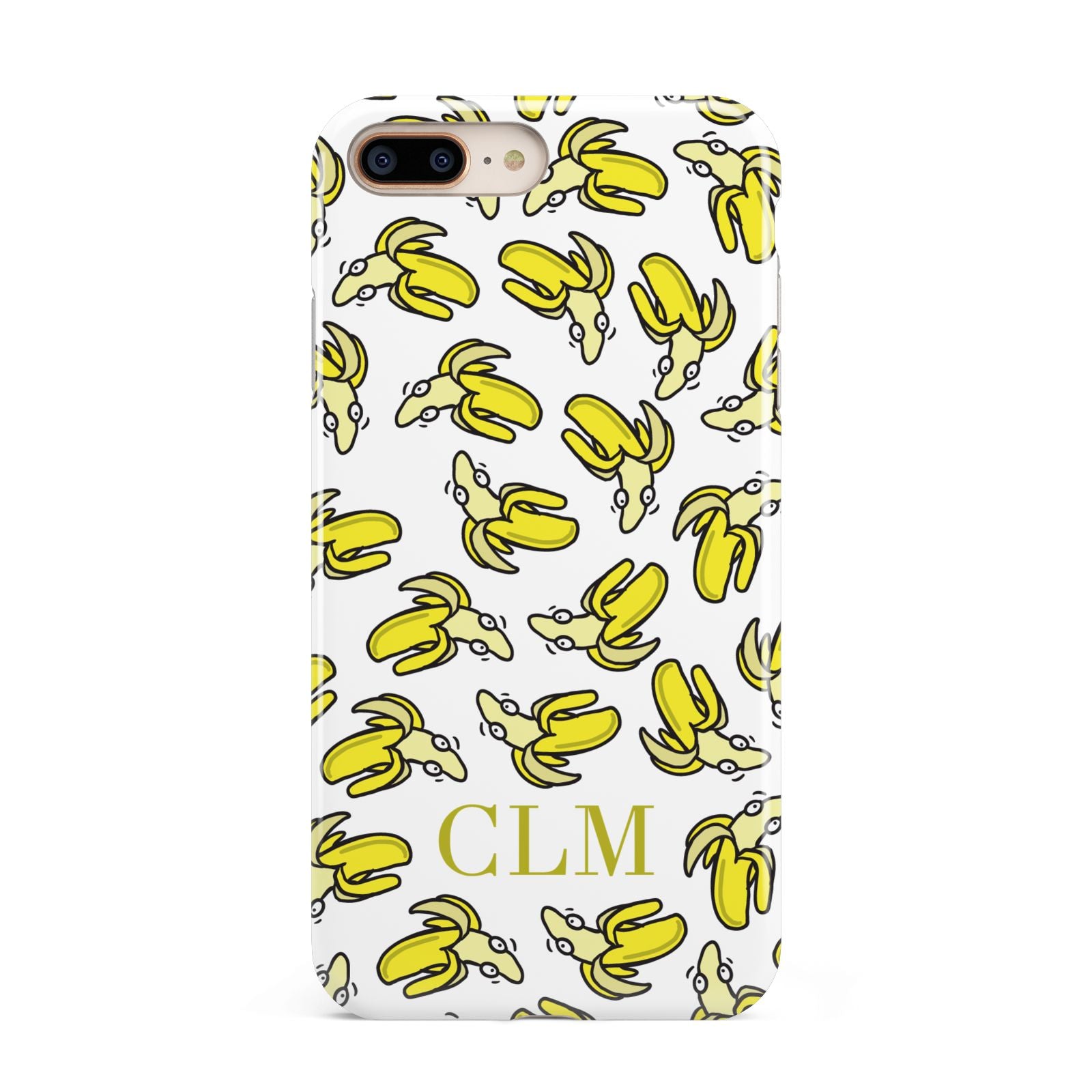 Personalised Banana Initials Clear Apple iPhone 7 8 Plus 3D Tough Case
