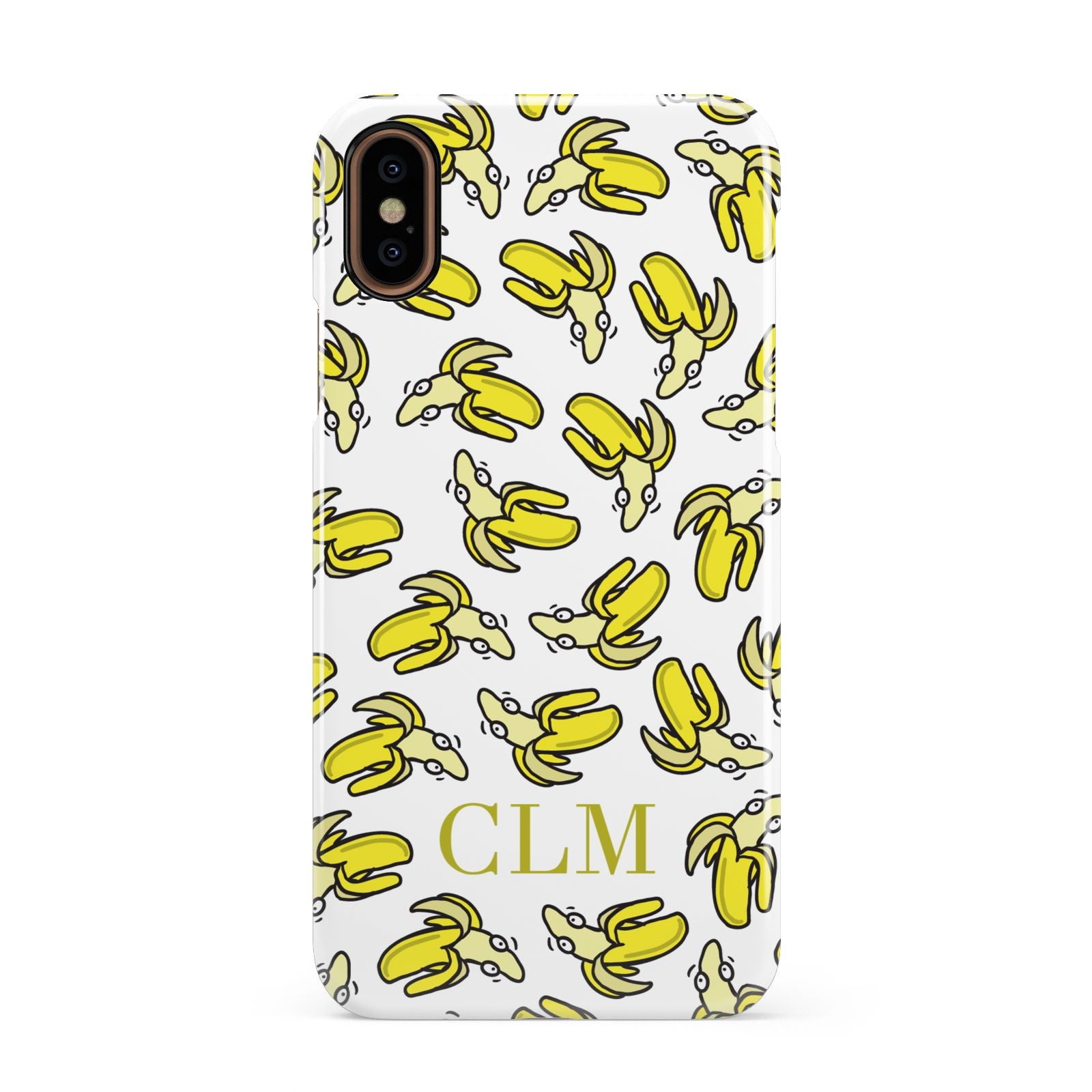 Personalised Banana Initials Clear Apple iPhone XS 3D Snap Case