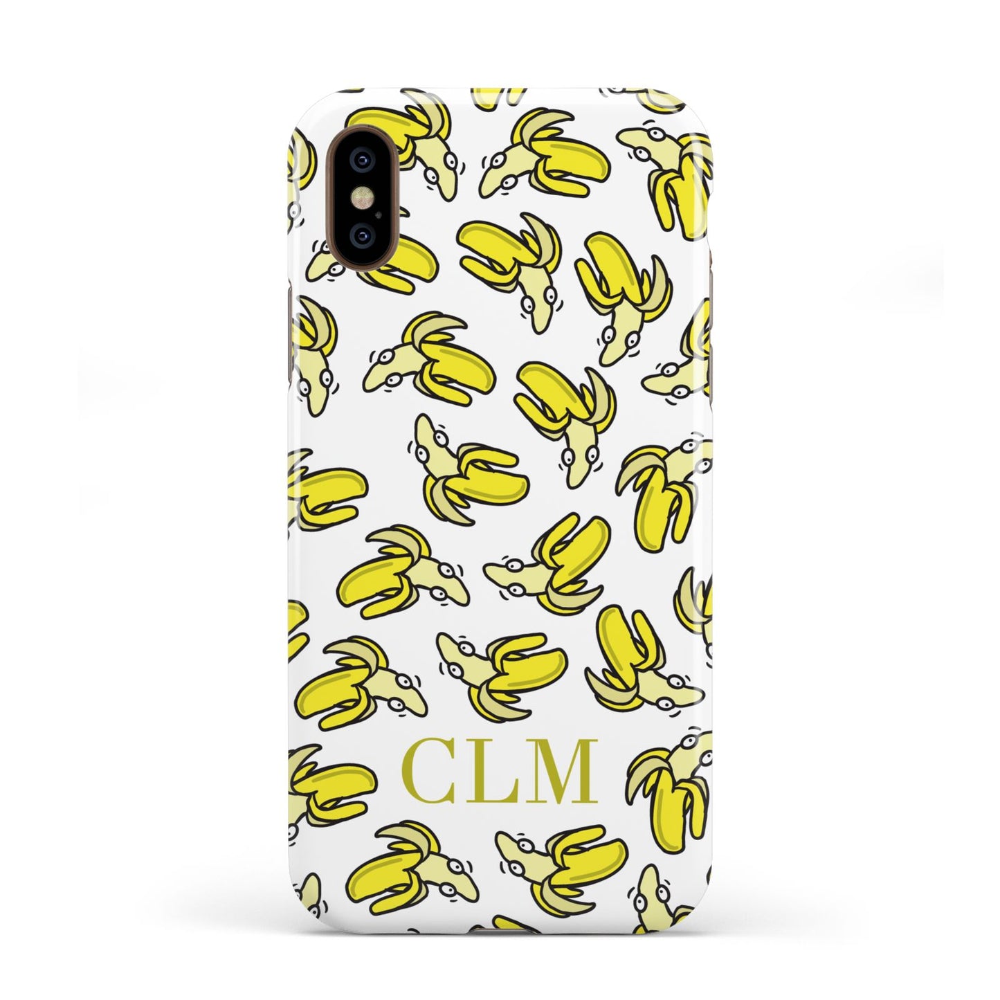 Personalised Banana Initials Clear Apple iPhone XS 3D Tough