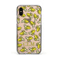 Personalised Banana Initials Clear Apple iPhone Xs Impact Case Black Edge on Gold Phone