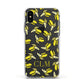 Personalised Banana Initials Clear Apple iPhone Xs Impact Case White Edge on Black Phone