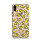Personalised Banana Initials Clear Apple iPhone Xs Impact Case White Edge on Gold Phone