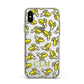Personalised Banana Initials Clear Apple iPhone Xs Impact Case White Edge on Silver Phone