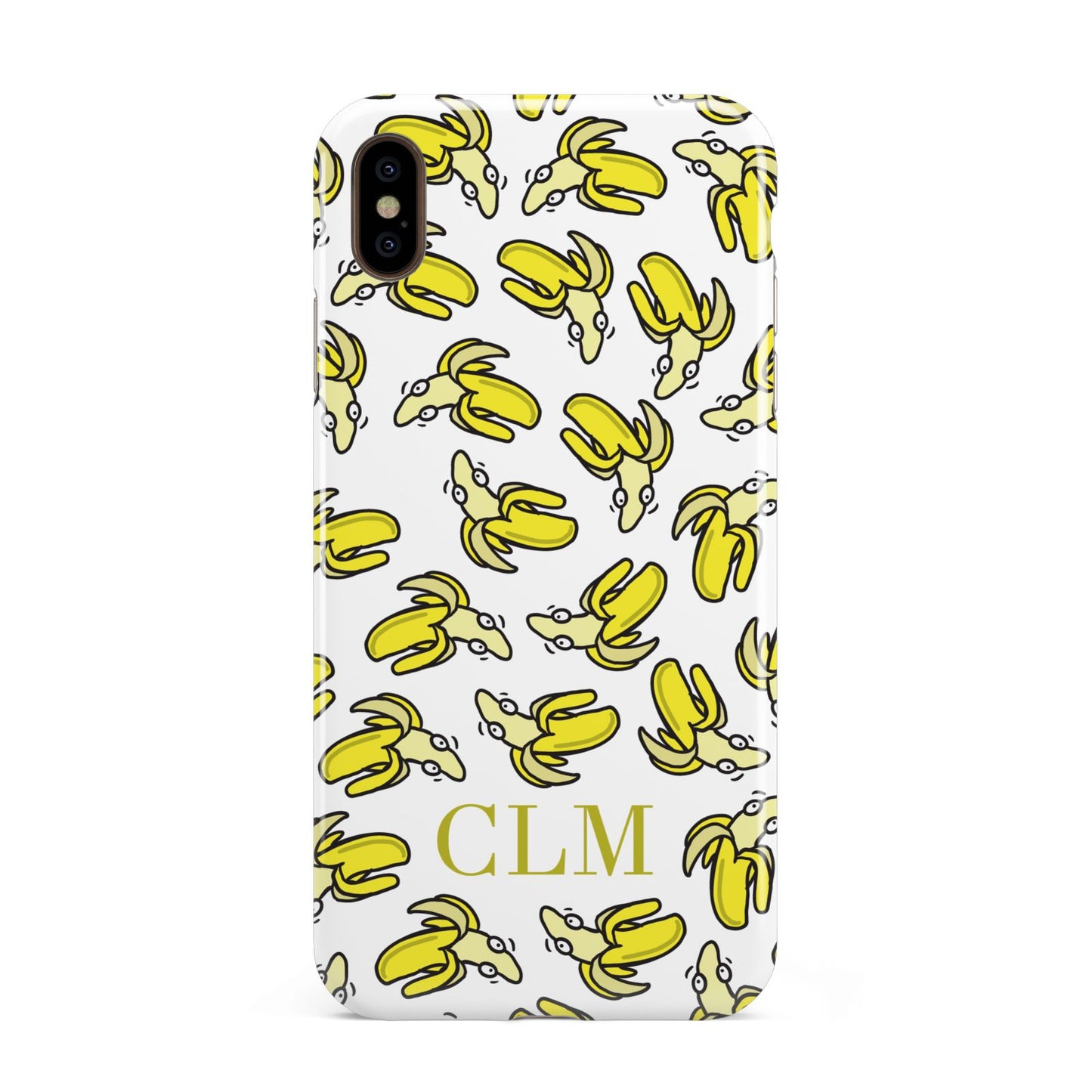 Personalised Banana Initials Clear Apple iPhone Xs Max 3D Tough Case