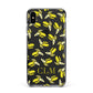 Personalised Banana Initials Clear Apple iPhone Xs Max Impact Case Black Edge on Black Phone