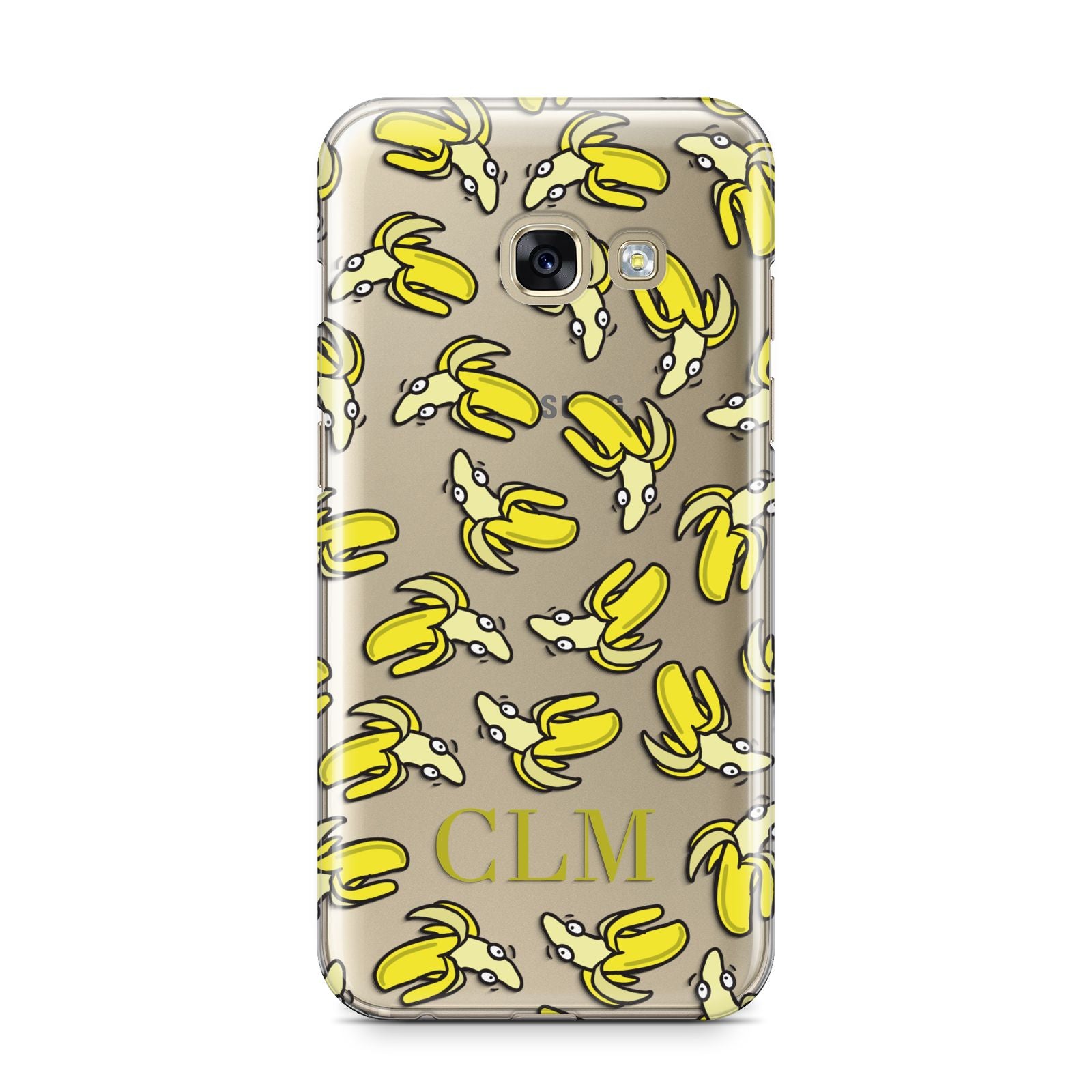 Personalised Banana Initials Clear Samsung Galaxy A3 2017 Case on gold phone