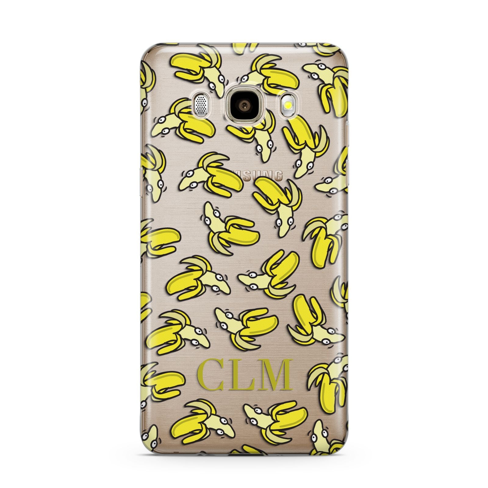 Personalised Banana Initials Clear Samsung Galaxy J7 2016 Case on gold phone