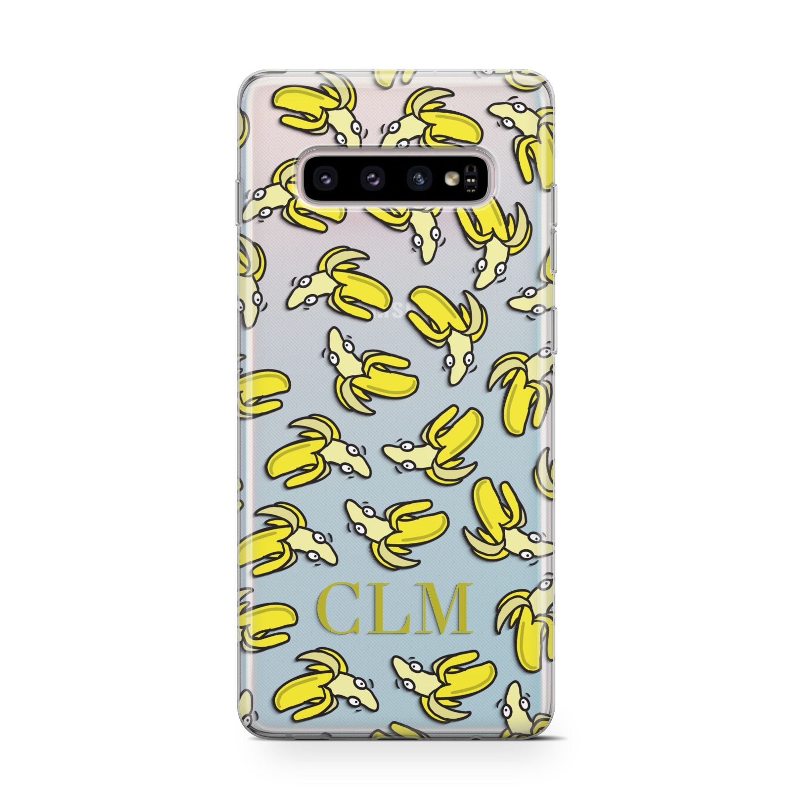 Personalised Banana Initials Clear Samsung Galaxy S10 Case