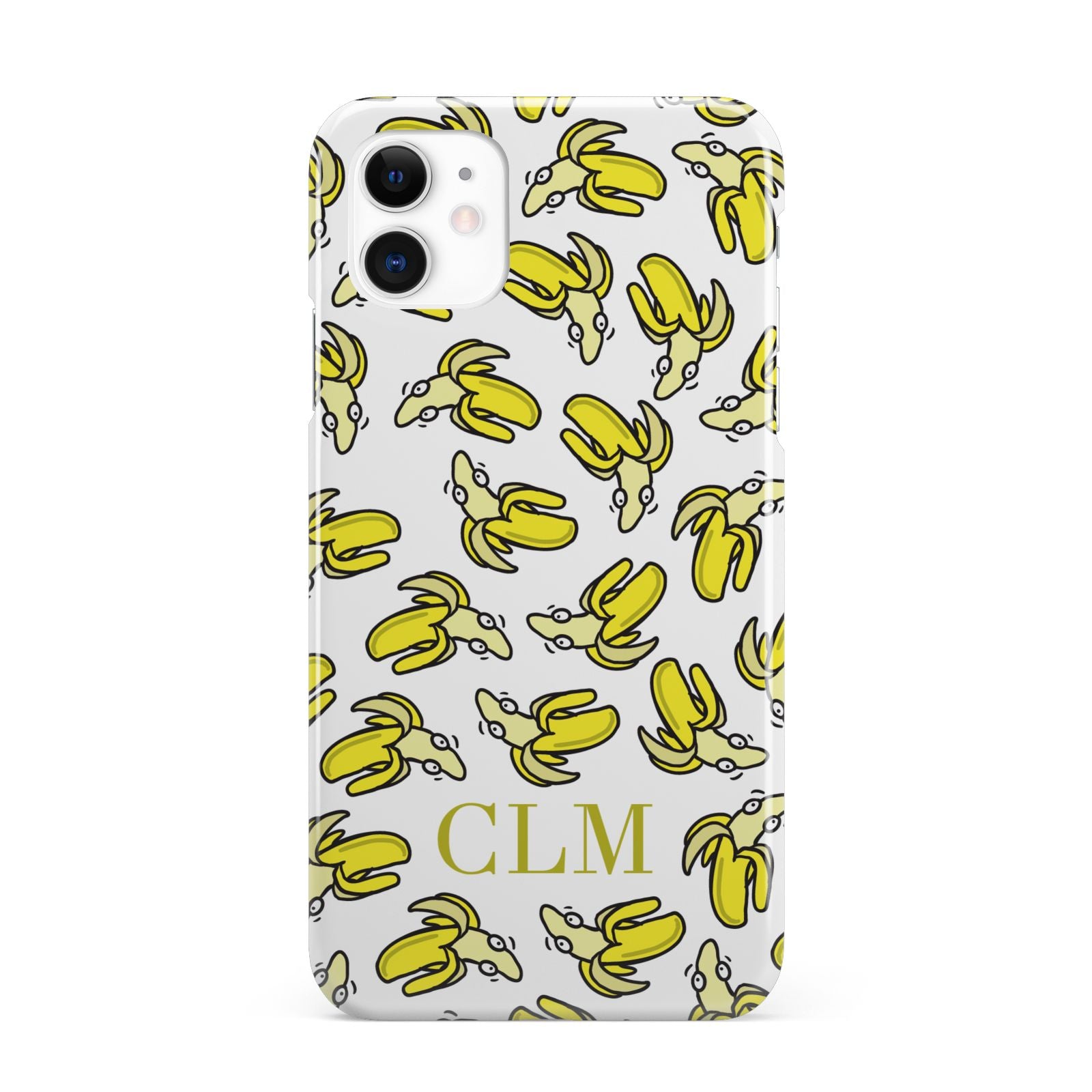 Personalised Banana Initials Clear iPhone 11 3D Snap Case