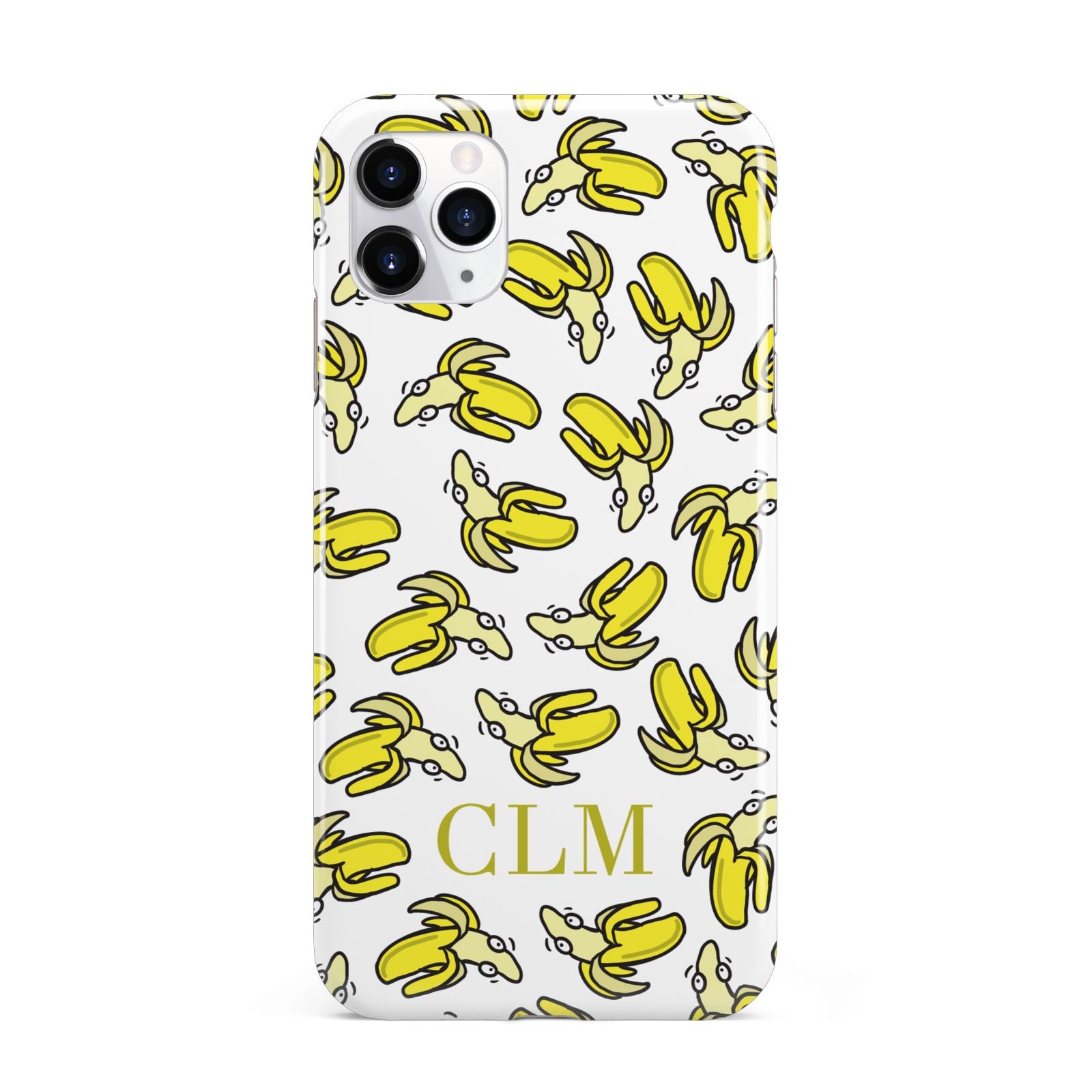 Personalised Banana Initials Clear iPhone 11 Pro Max 3D Tough Case