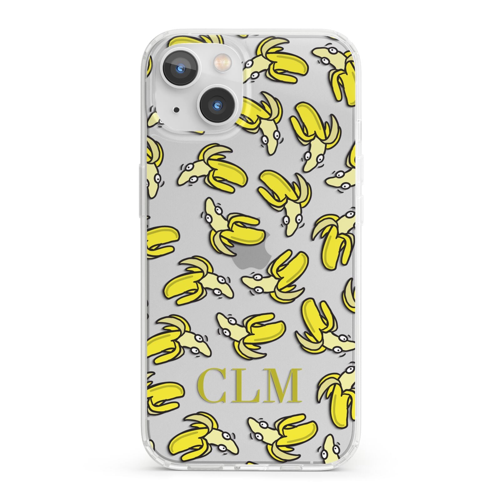 Personalised Banana Initials Clear iPhone 13 Clear Bumper Case