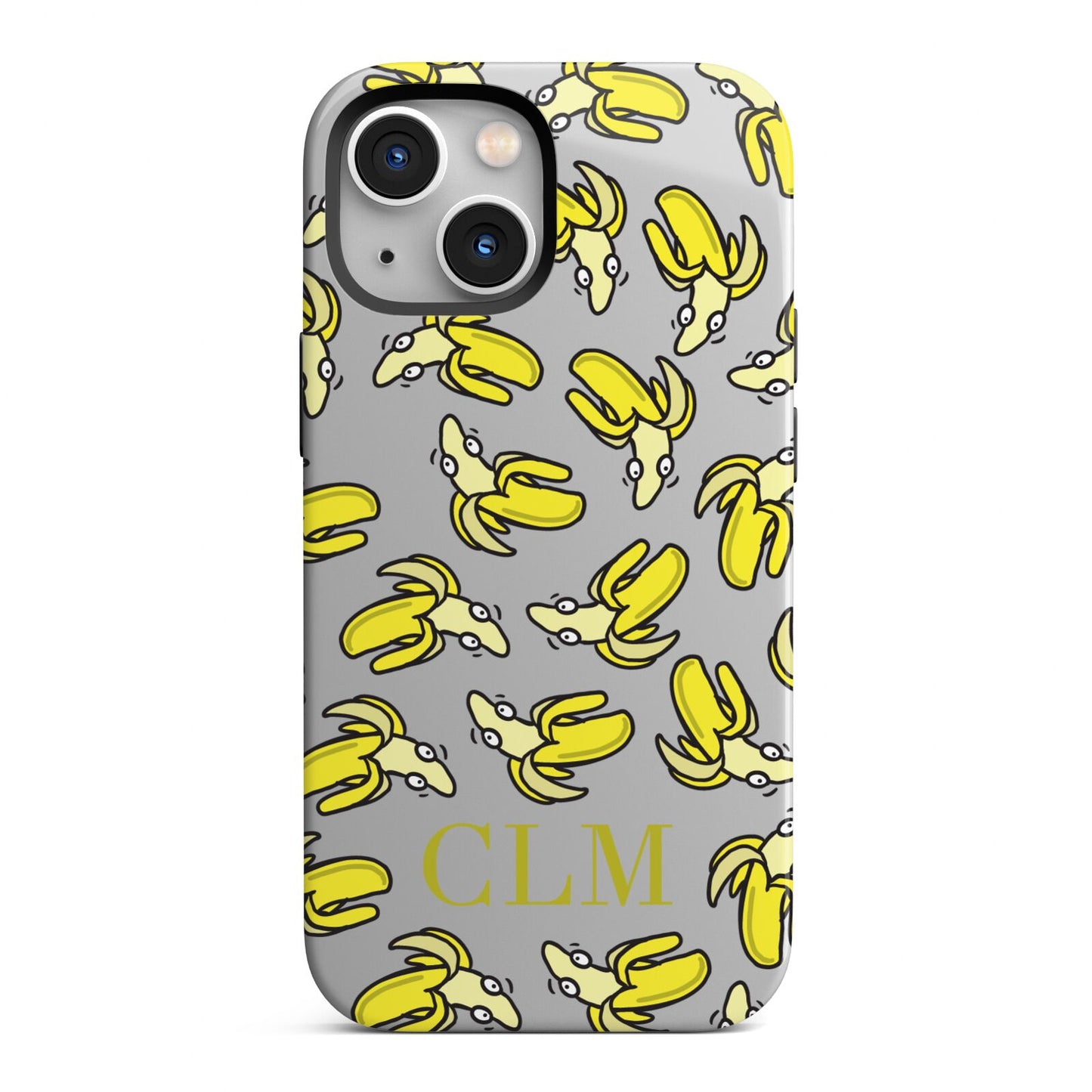 Personalised Banana Initials Clear iPhone 13 Mini Full Wrap 3D Tough Case