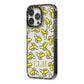 Personalised Banana Initials Clear iPhone 13 Pro Black Impact Case Side Angle on Silver phone