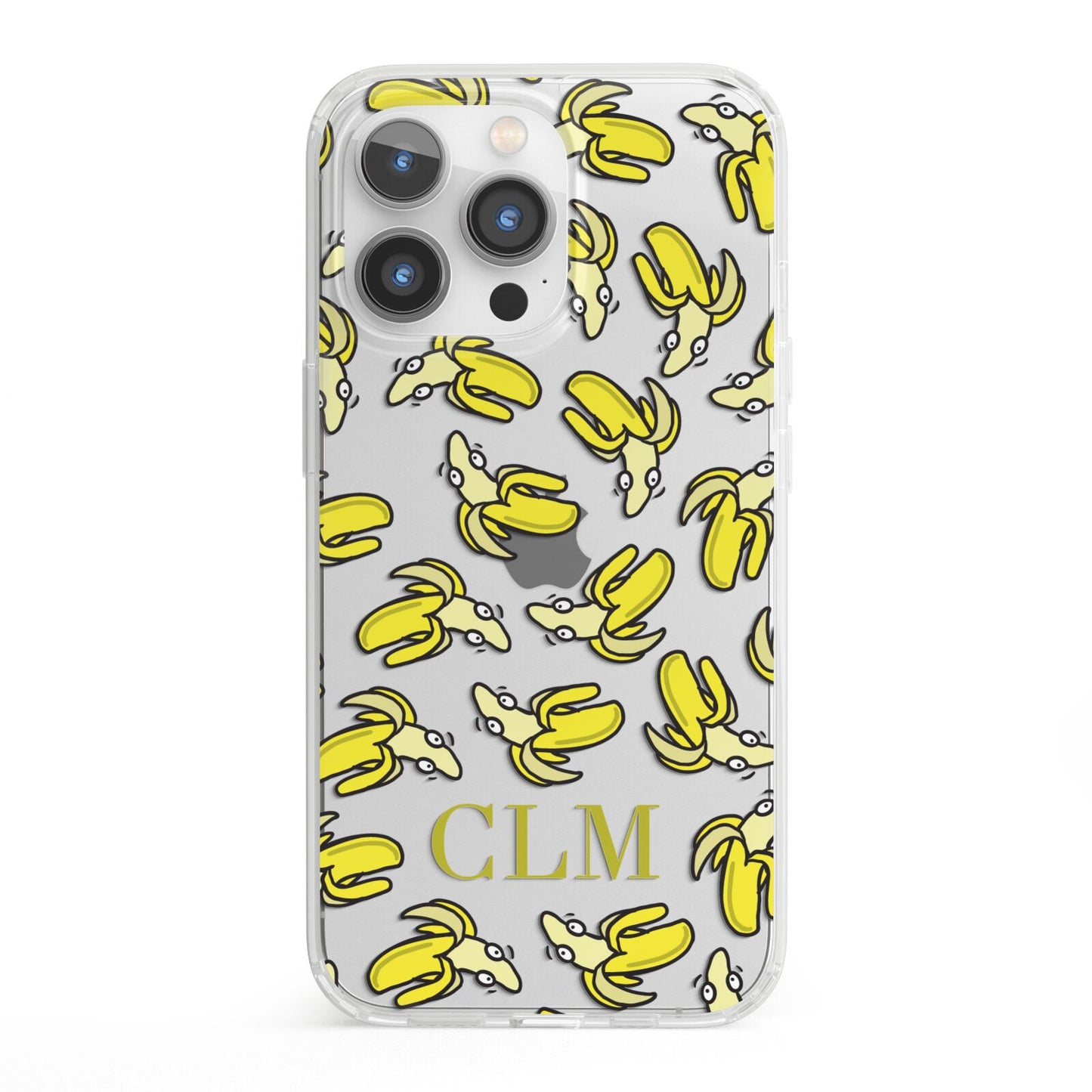 Personalised Banana Initials Clear iPhone 13 Pro Clear Bumper Case