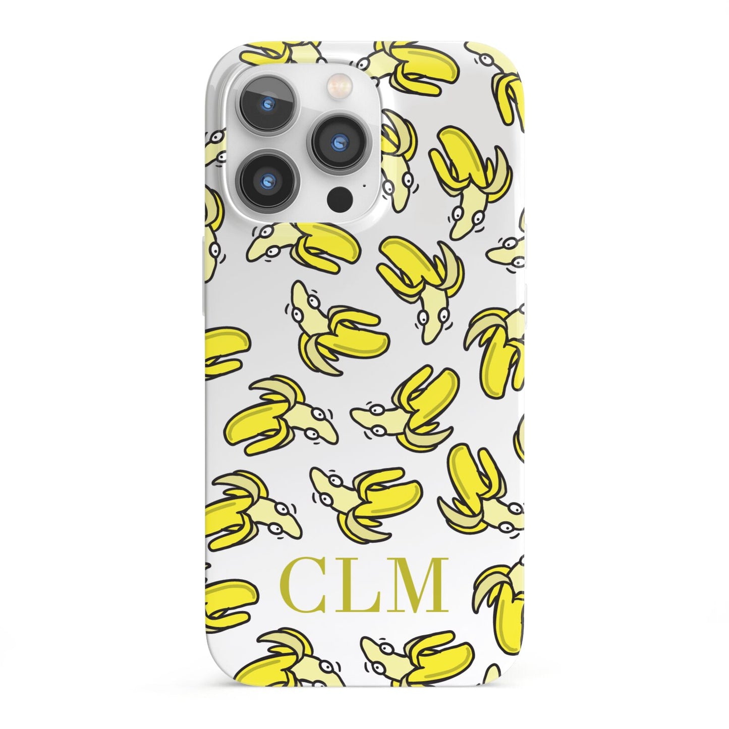 Personalised Banana Initials Clear iPhone 13 Pro Full Wrap 3D Snap Case