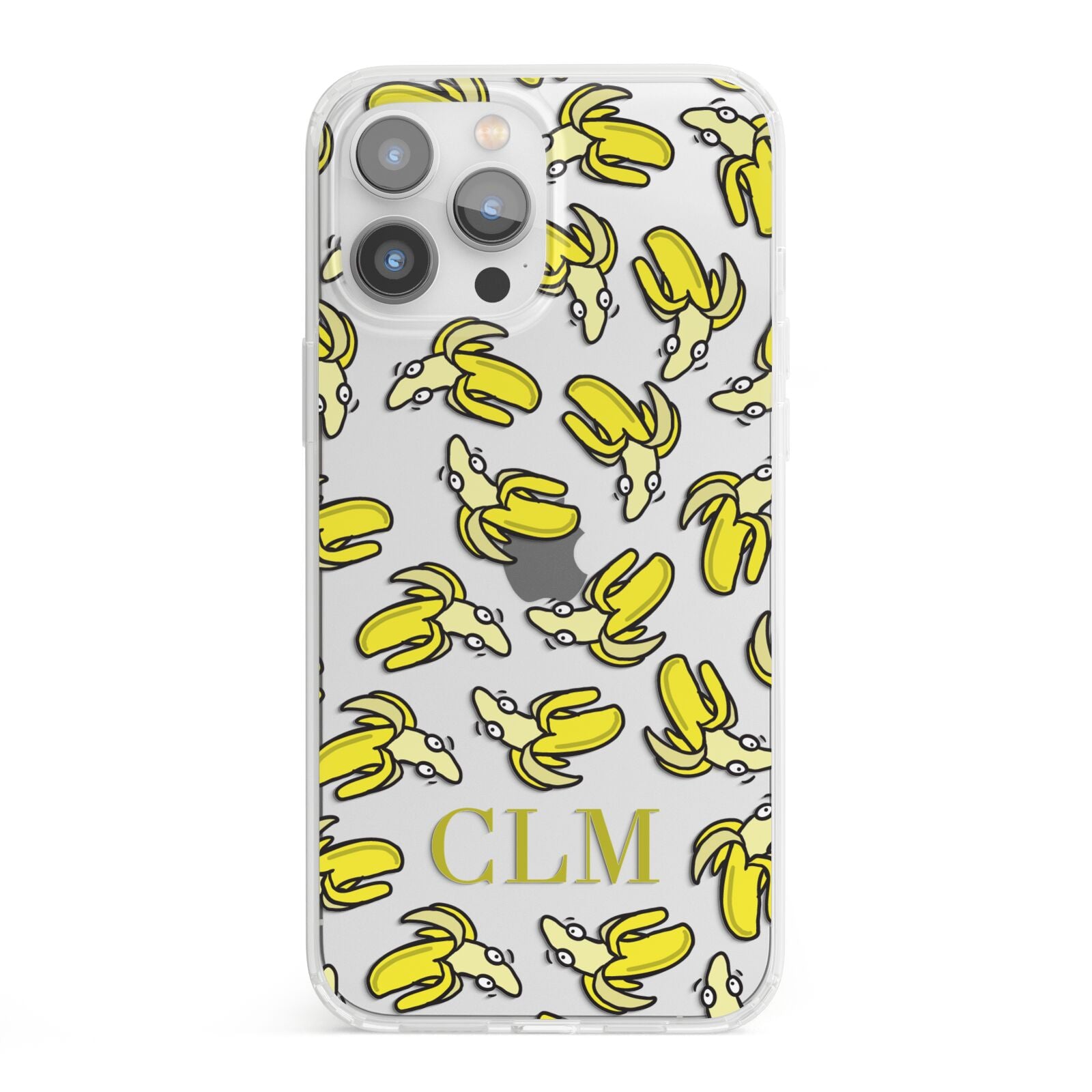 Personalised Banana Initials Clear iPhone 13 Pro Max Clear Bumper Case