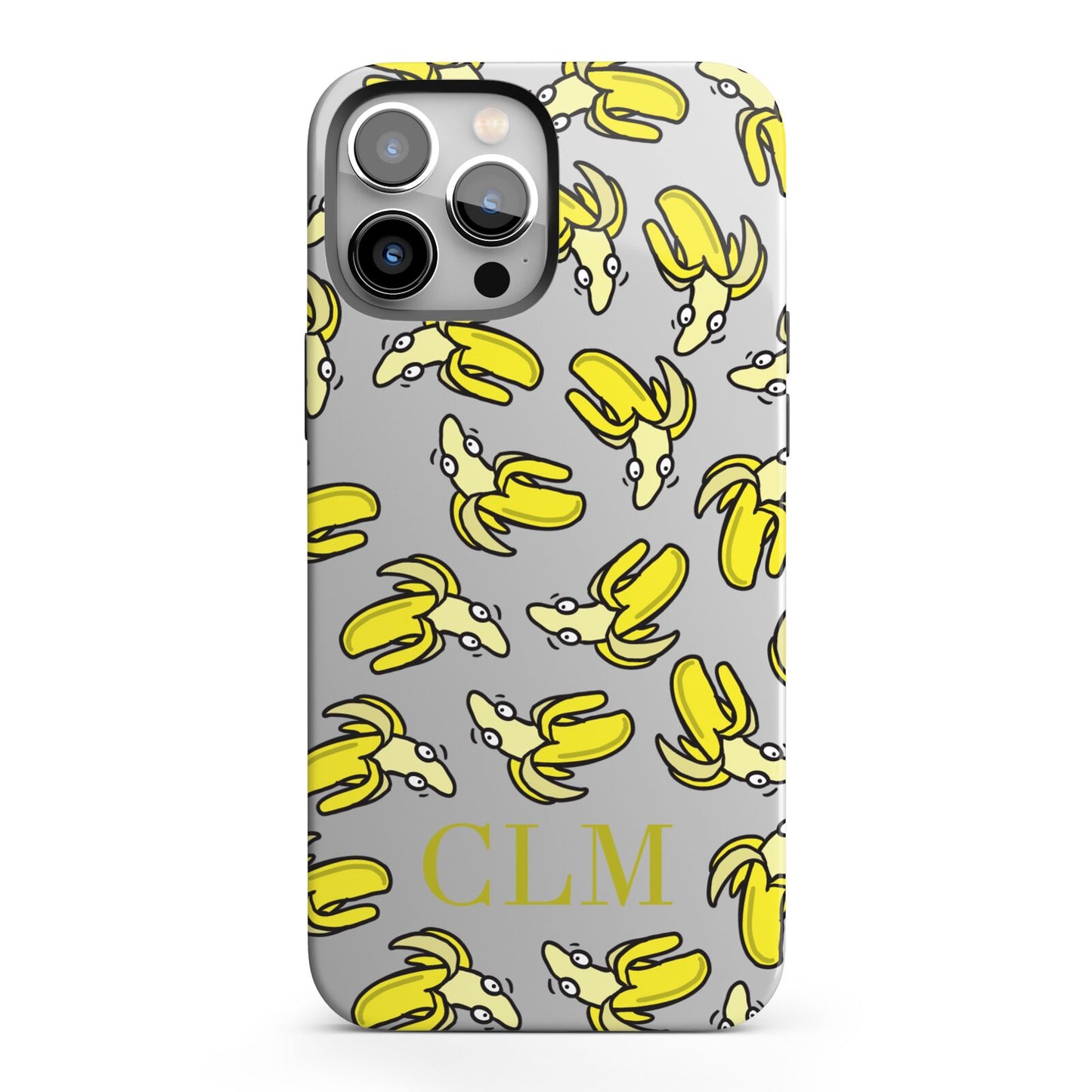 Personalised Banana Initials Clear iPhone 13 Pro Max Full Wrap 3D Tough Case