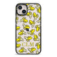 Personalised Banana Initials Clear iPhone 14 Plus Black Impact Case on Silver phone