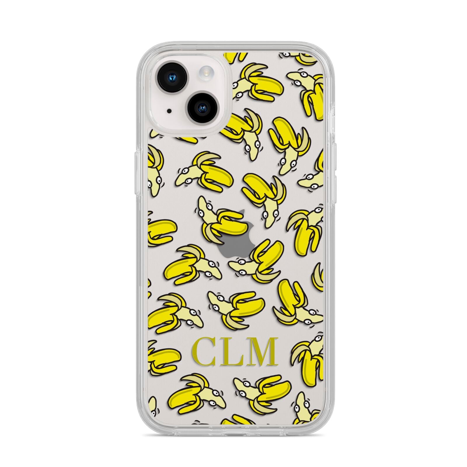 Personalised Banana Initials Clear iPhone 14 Plus Clear Tough Case Starlight