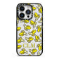 Personalised Banana Initials Clear iPhone 14 Pro Black Impact Case on Silver phone